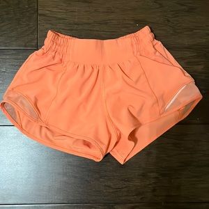 Orange Lululemon shorts 2.5 size 0